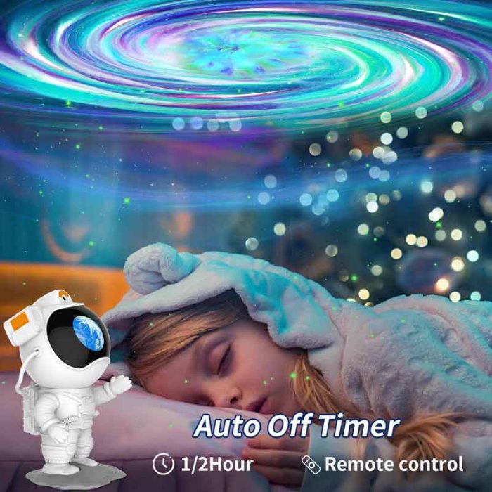 چراغ خواب و پروژکتور شفق قطبی و ماه و ستاره، اسپیکر دار مدل فضانورد پایه دار - Image 3