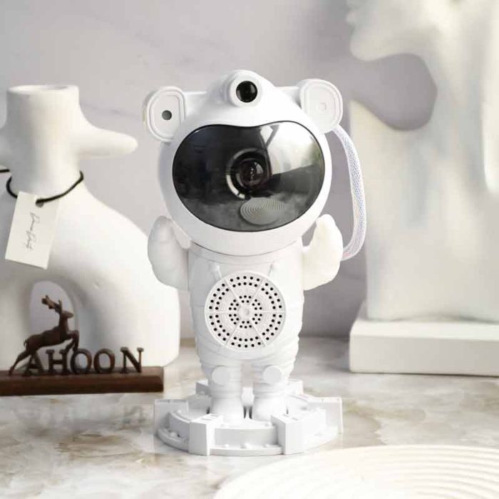 چراغ خواب و پروژکتور شفق قطبی و ماه و ستاره، اسپیکر دار مدل فضانورد پایه دار - Image 2