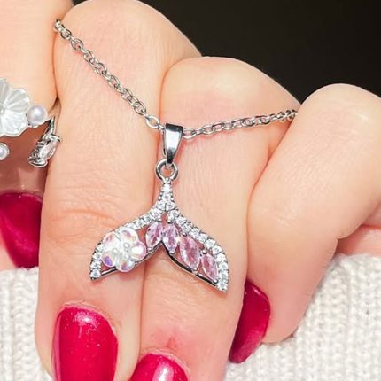 گردنبند دم وال صورتی