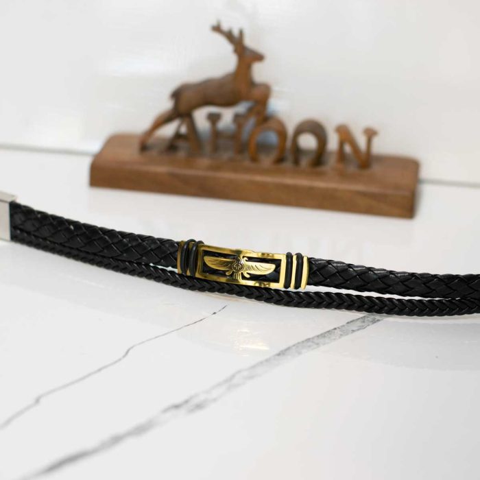 دستبند چرم و استیل