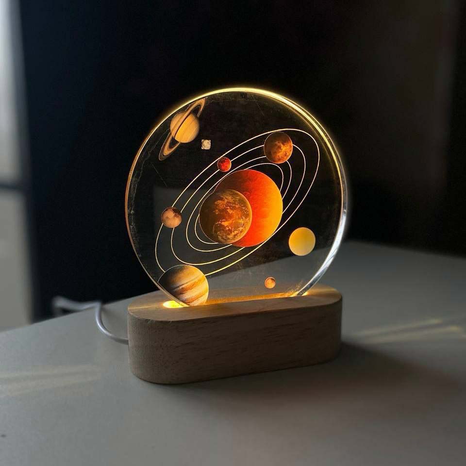 چراغ خواب کریستالی طرح منظومه شمسی
