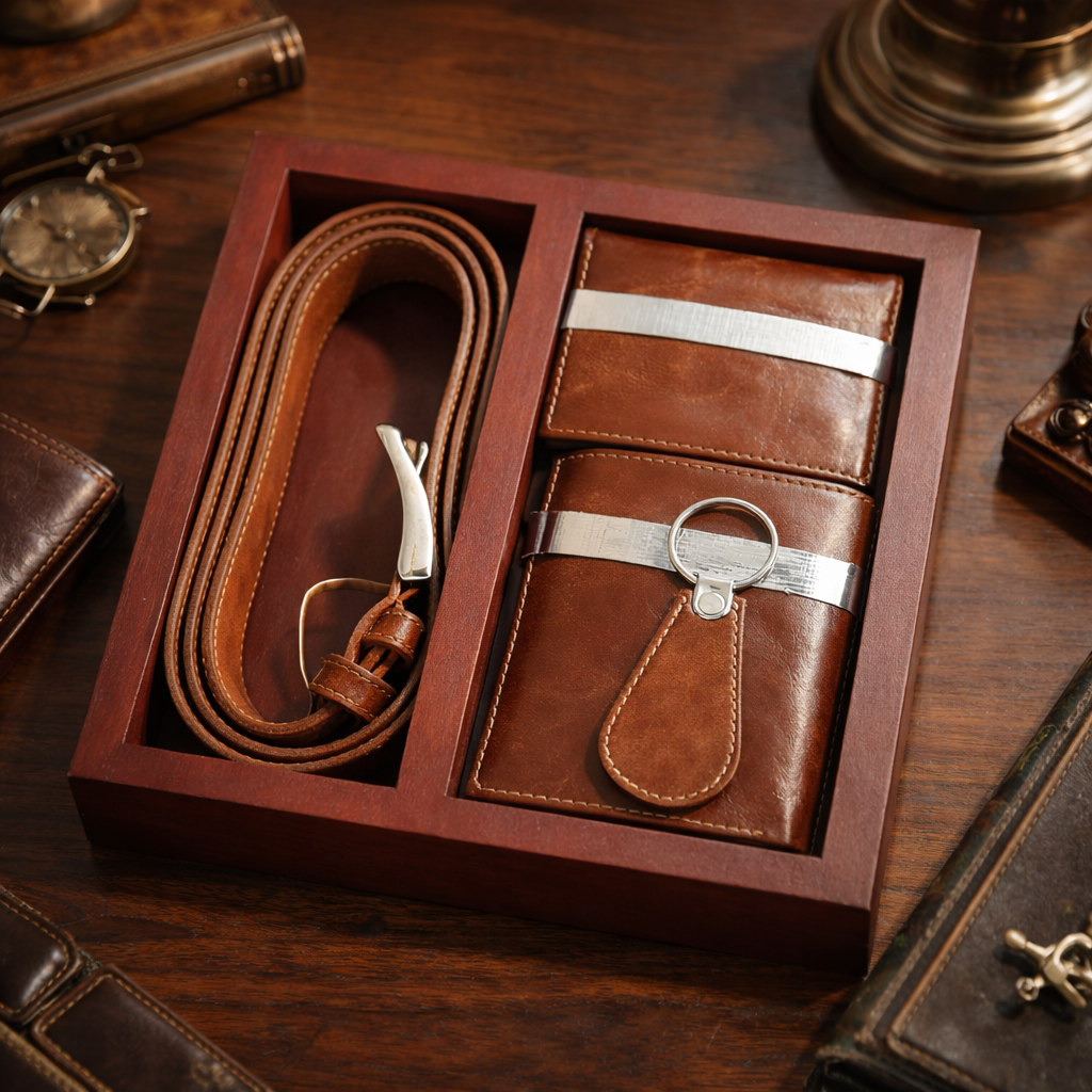 ست چرم طبیعی 4 تکه