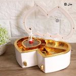 جعبه جواهرات موزیکال کوکی مدل دو قلب همراه بالرین رقصنده - Image 6