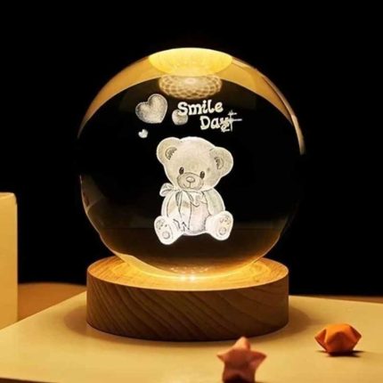 گوی کریستالی 3D طرح خرس و قلب